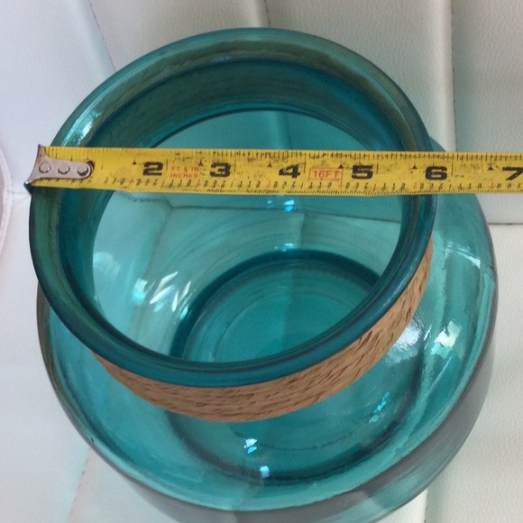 NEW Teal Glass Vase with Rope Accent - Picture 8 of 10